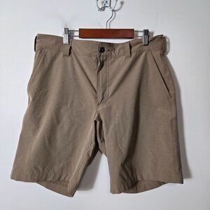 Duluth Trading Co Men's Size 32 Over a chinos 9" Chino Shorts Cargo Brown UPF